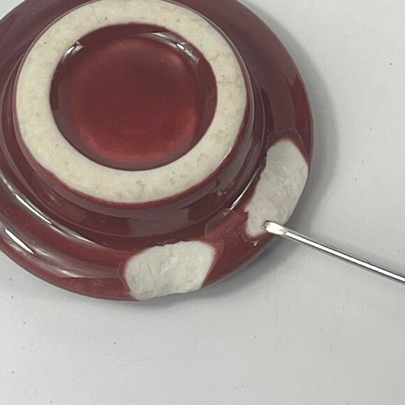 Burgundy Teapot 6" Red Ceramic Burden China POOR MCM Mid Century Retro Art Deco - Picture 11 of 14